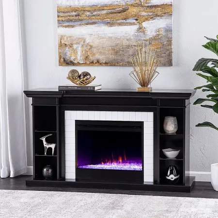 Tessman I Black 54 in. Console, With Color Changing Electric Fireplace
