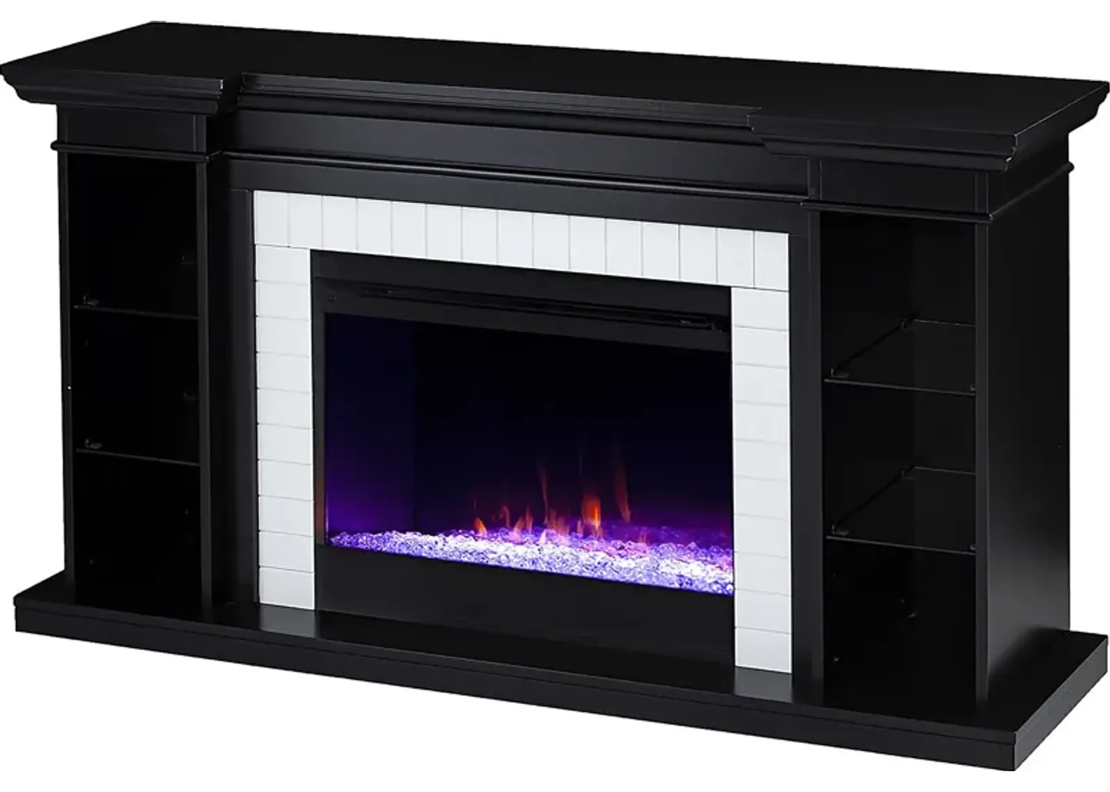 Tessman I Black 54 in. Console, With Color Changing Electric Fireplace