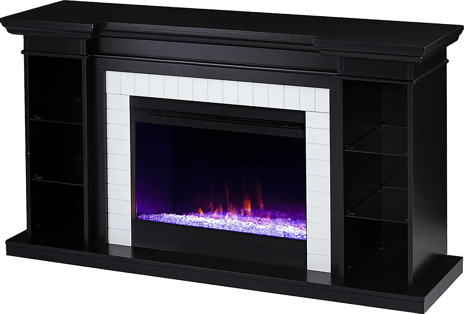 Tessman I Black 54 in. Console, With Color Changing Electric Fireplace