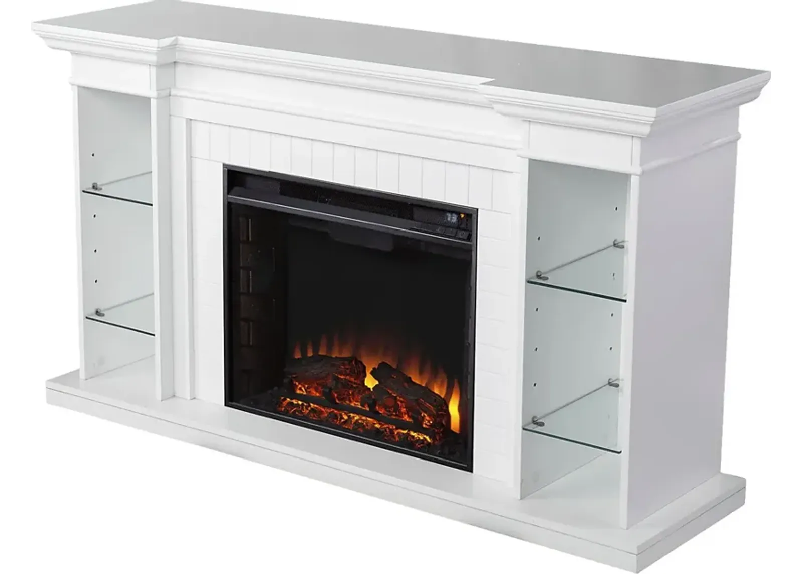 Ashprington II White 55 in. Console With Electric Log Fireplace