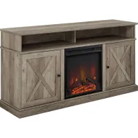 Kilmersdon Gray 60 in. Console, With Electric Fireplace