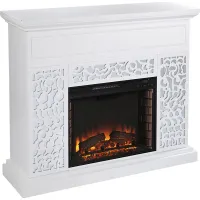 Ennismore II White 46 in. Console With Electric Log Fireplace