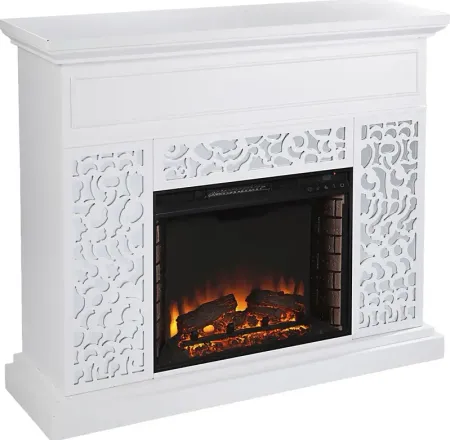 Ennismore II White 46 in. Console With Electric Log Fireplace