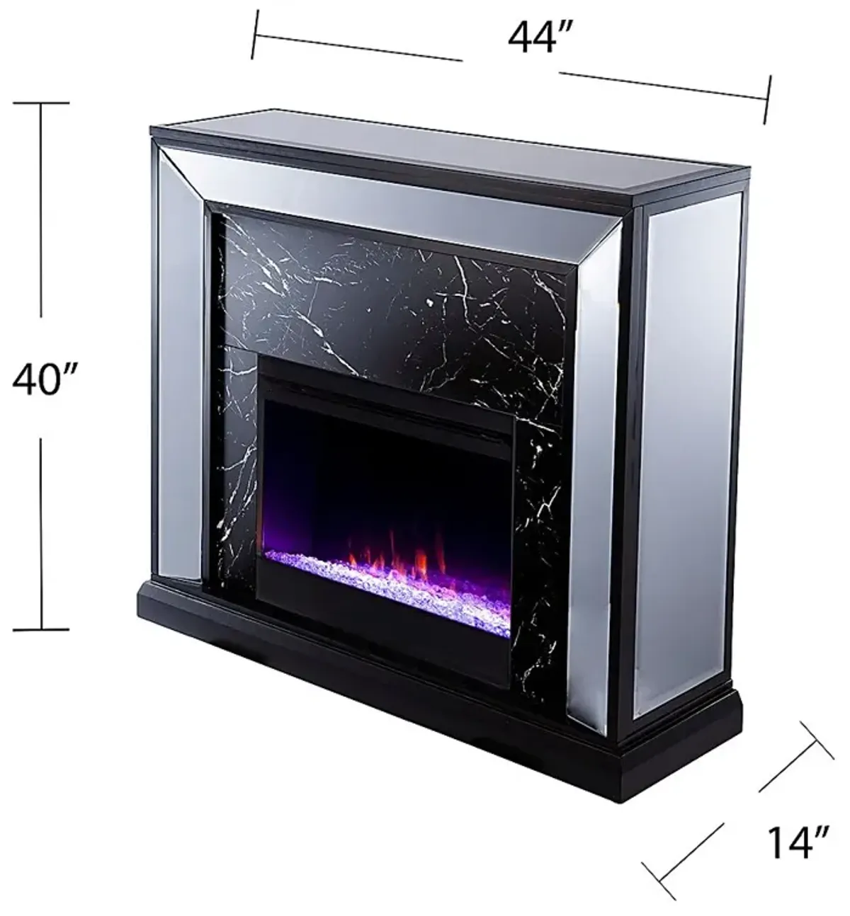 Levering I Black 44 in. Console, With Color Changing Electric Fireplace