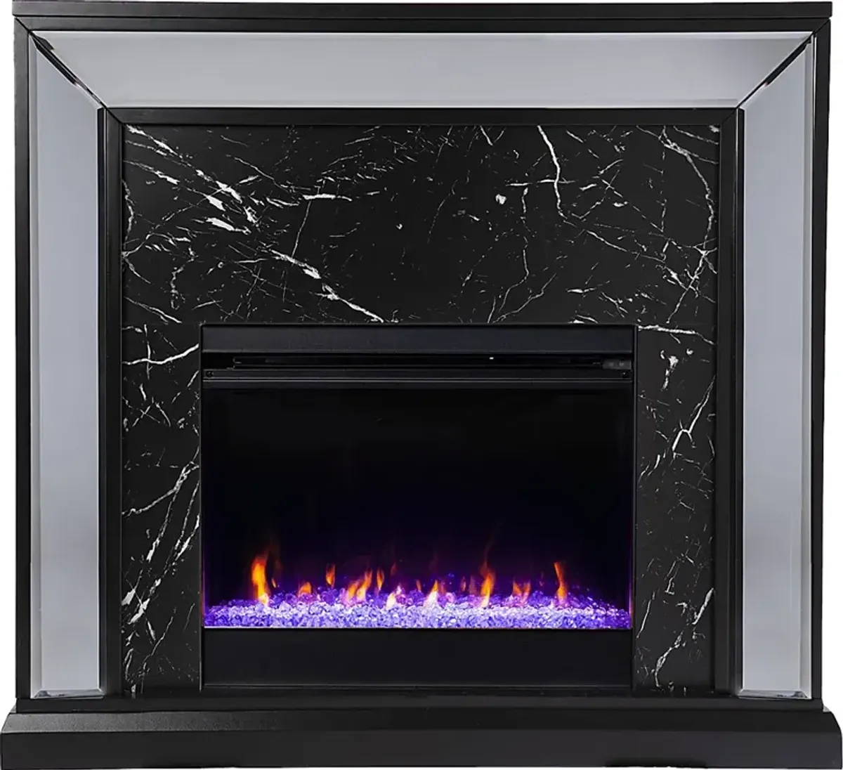 Levering I Black 44 in. Console, With Color Changing Electric Fireplace