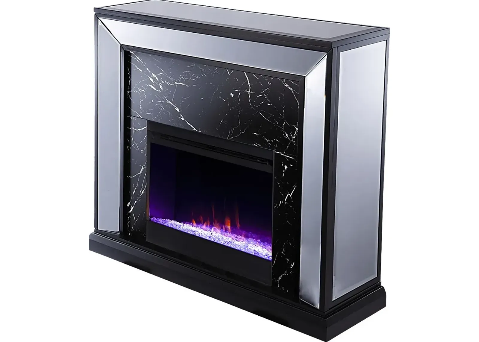 Levering I Black 44 in. Console, With Color Changing Electric Fireplace