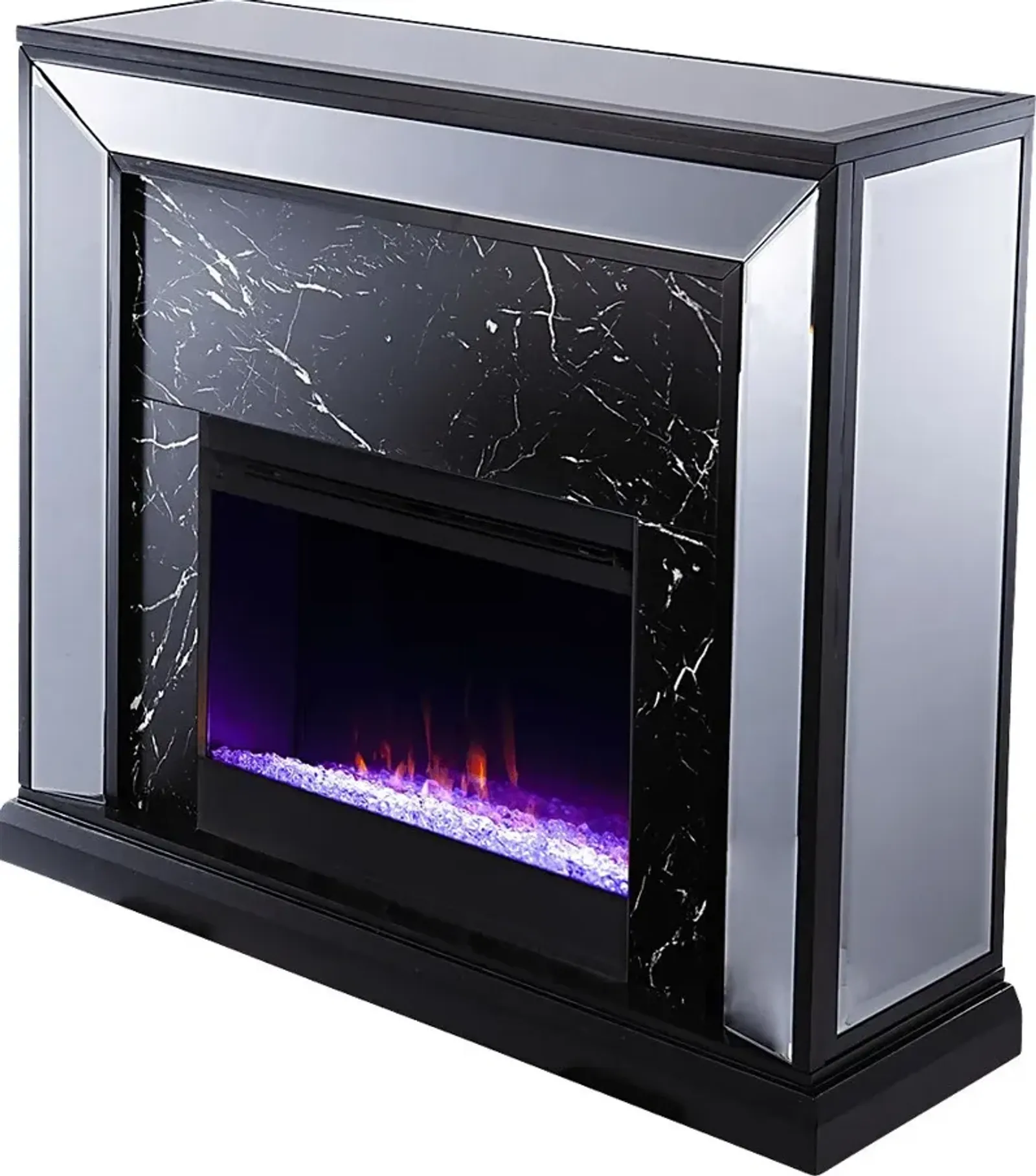 Levering I Black 44 in. Console, With Color Changing Electric Fireplace