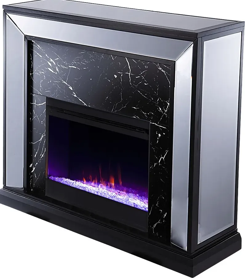 Levering I Black 44 in. Console, With Color Changing Electric Fireplace