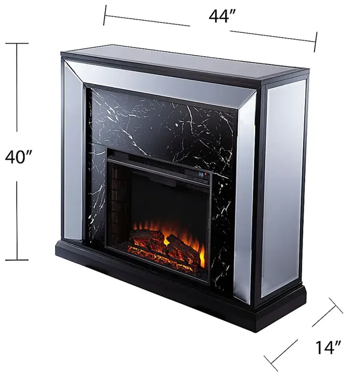 Levering II Black 44 in. Console, With Electric Log Fireplace