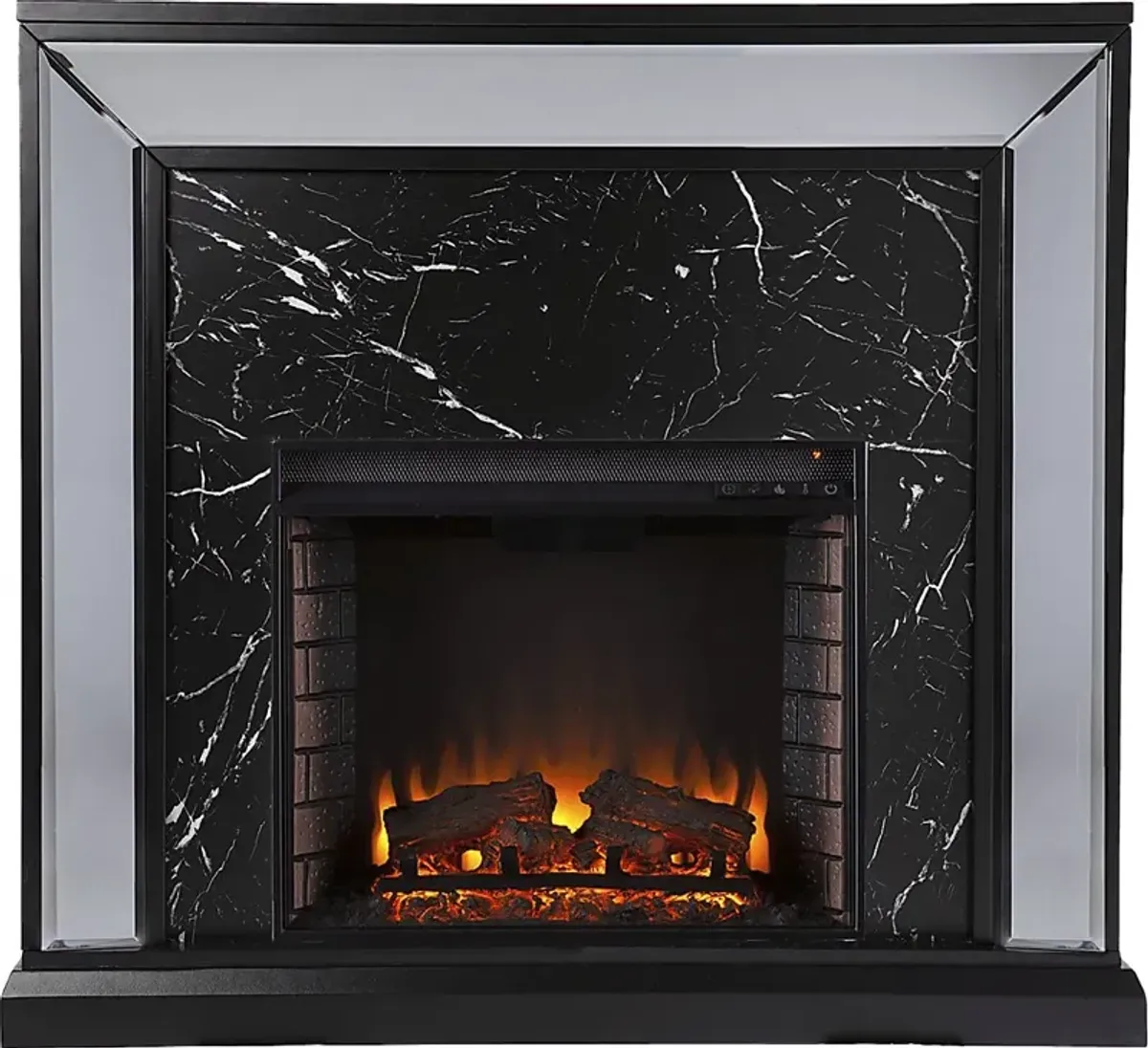 Levering II Black 44 in. Console, With Electric Log Fireplace