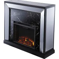 Levering II Black 44 in. Console, With Electric Log Fireplace