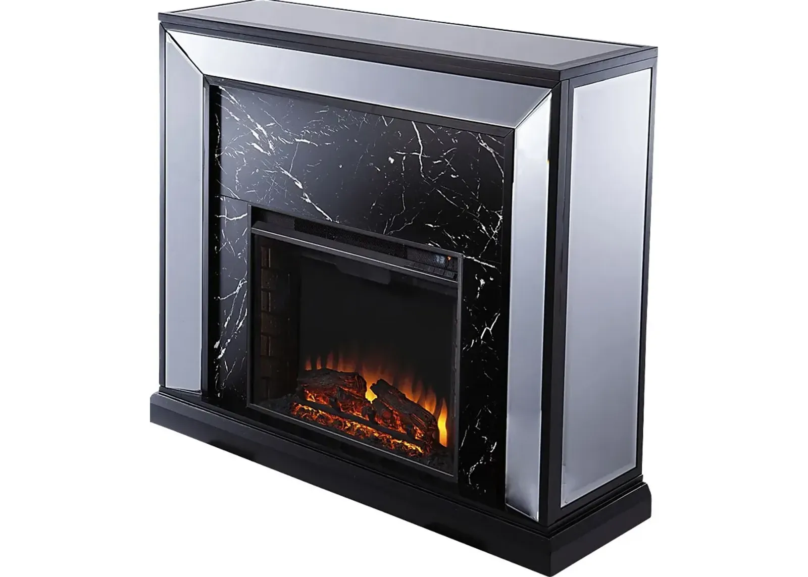 Levering II Black 44 in. Console, With Electric Log Fireplace