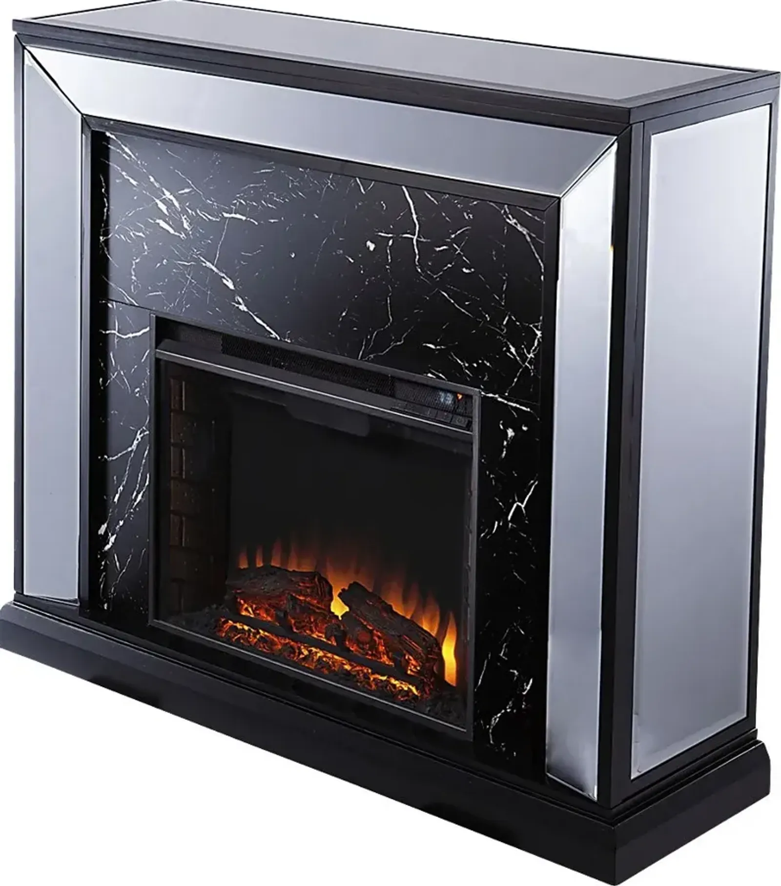 Levering II Black 44 in. Console, With Electric Log Fireplace