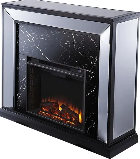 Levering II Black 44 in. Console, With Electric Log Fireplace
