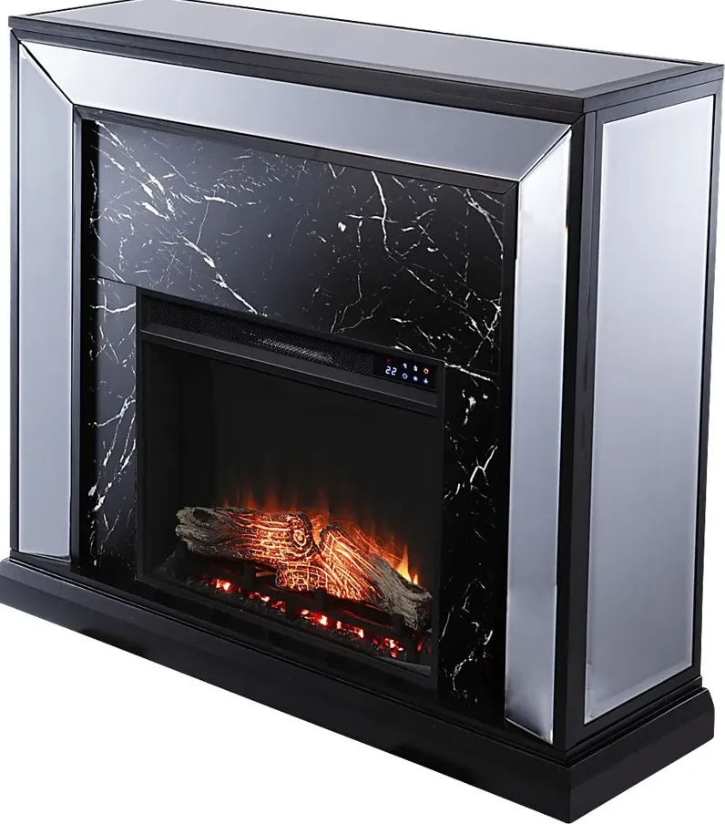 Levering IV Black 44 in. Console With Touch Panel Electric Log Fireplace