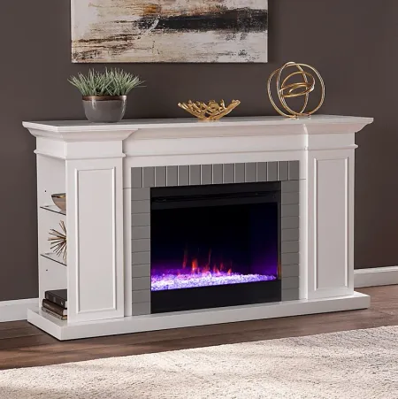 Spandera I White 55 in. Console, With Color Changing Electric Fireplace