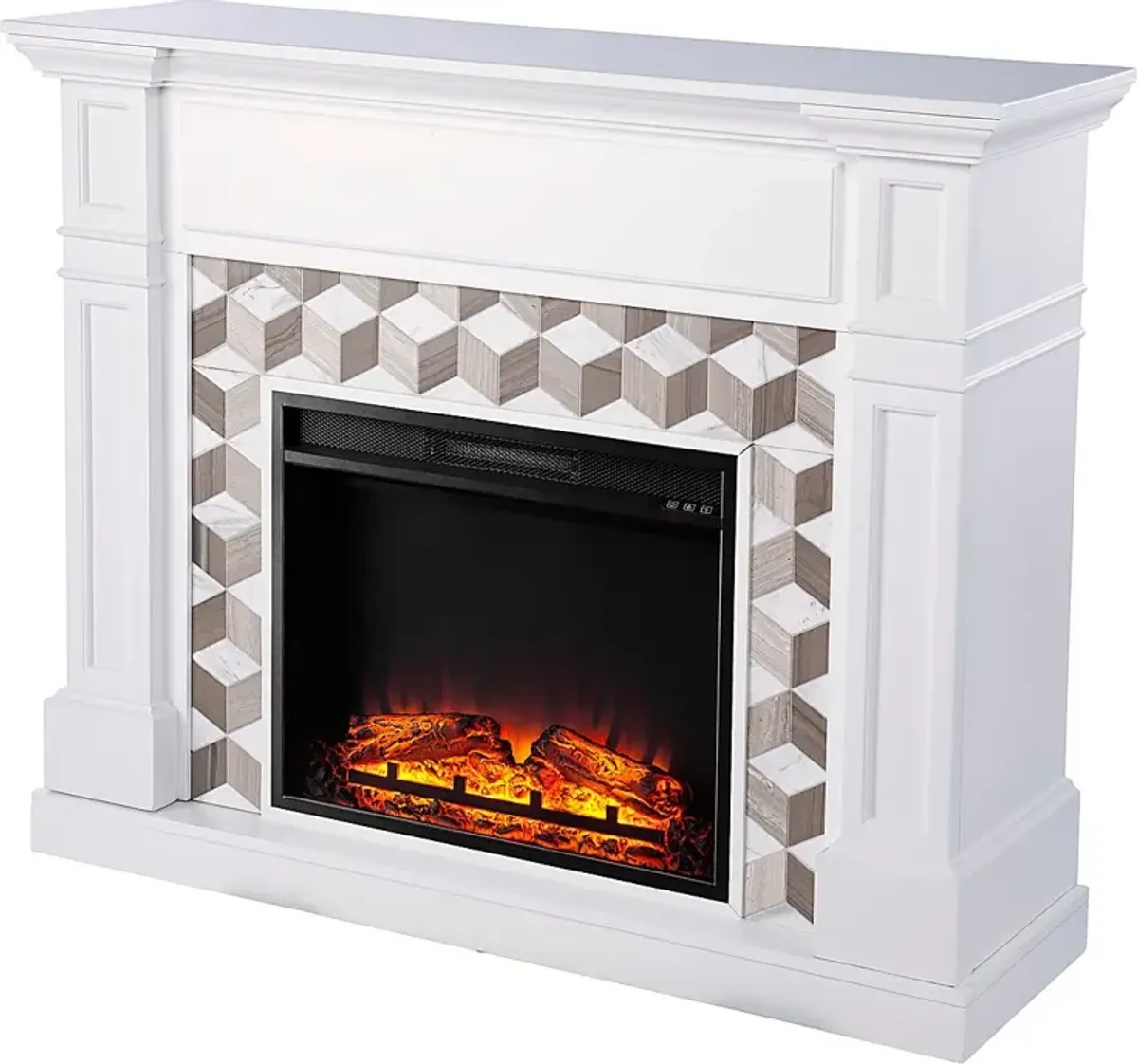 Talmadge V White 48 in. Console with Electric Fireplace