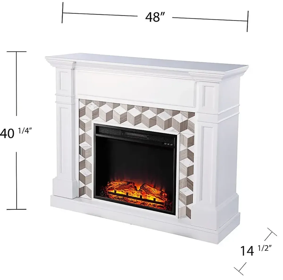 Talmadge V White 48 in. Console with Electric Fireplace