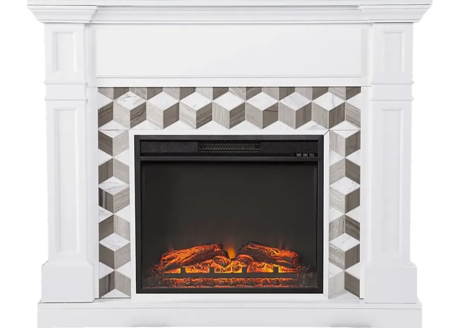 Talmadge V White 48 in. Console with Electric Fireplace