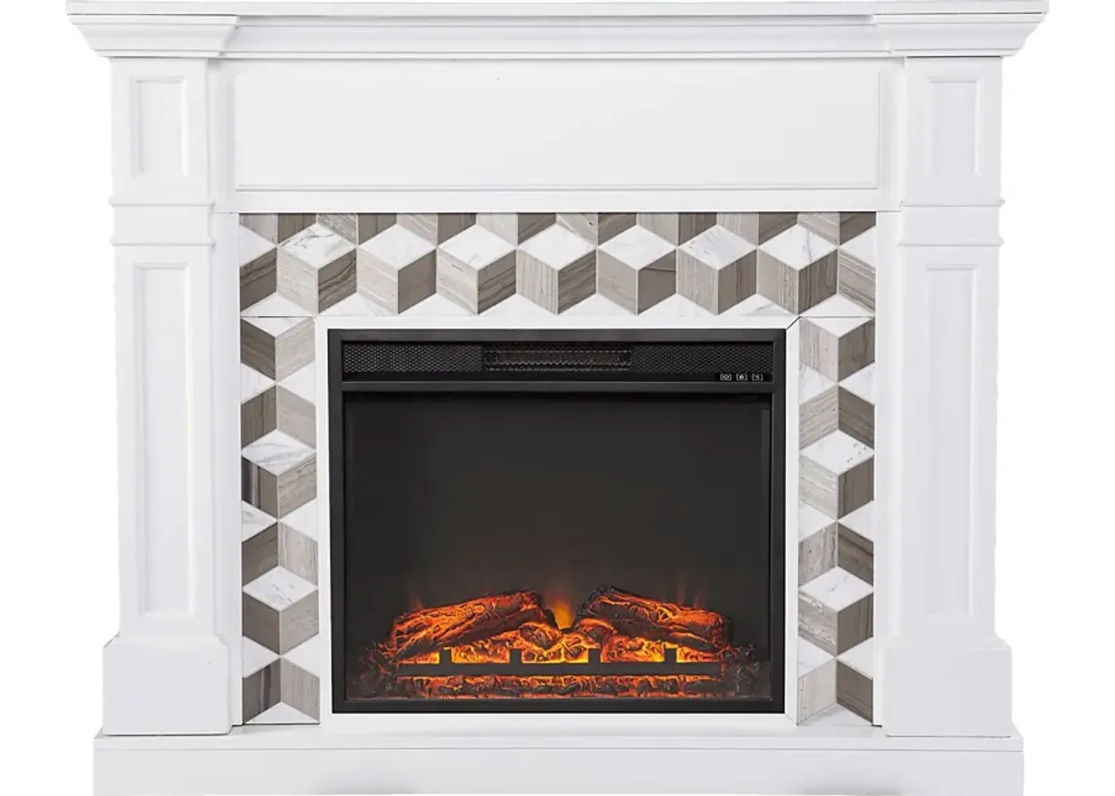 Talmadge V White 48 in. Console with Electric Fireplace