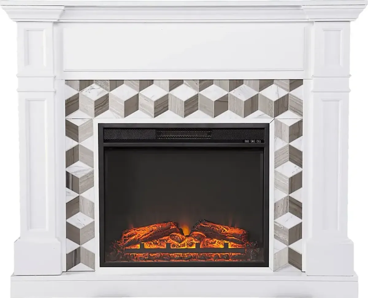 Talmadge V White 48 in. Console with Electric Fireplace