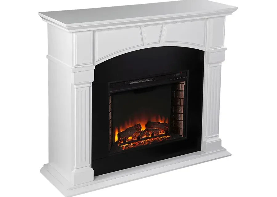Bekonscot II White 48 in. Console With Electric Log Fireplace