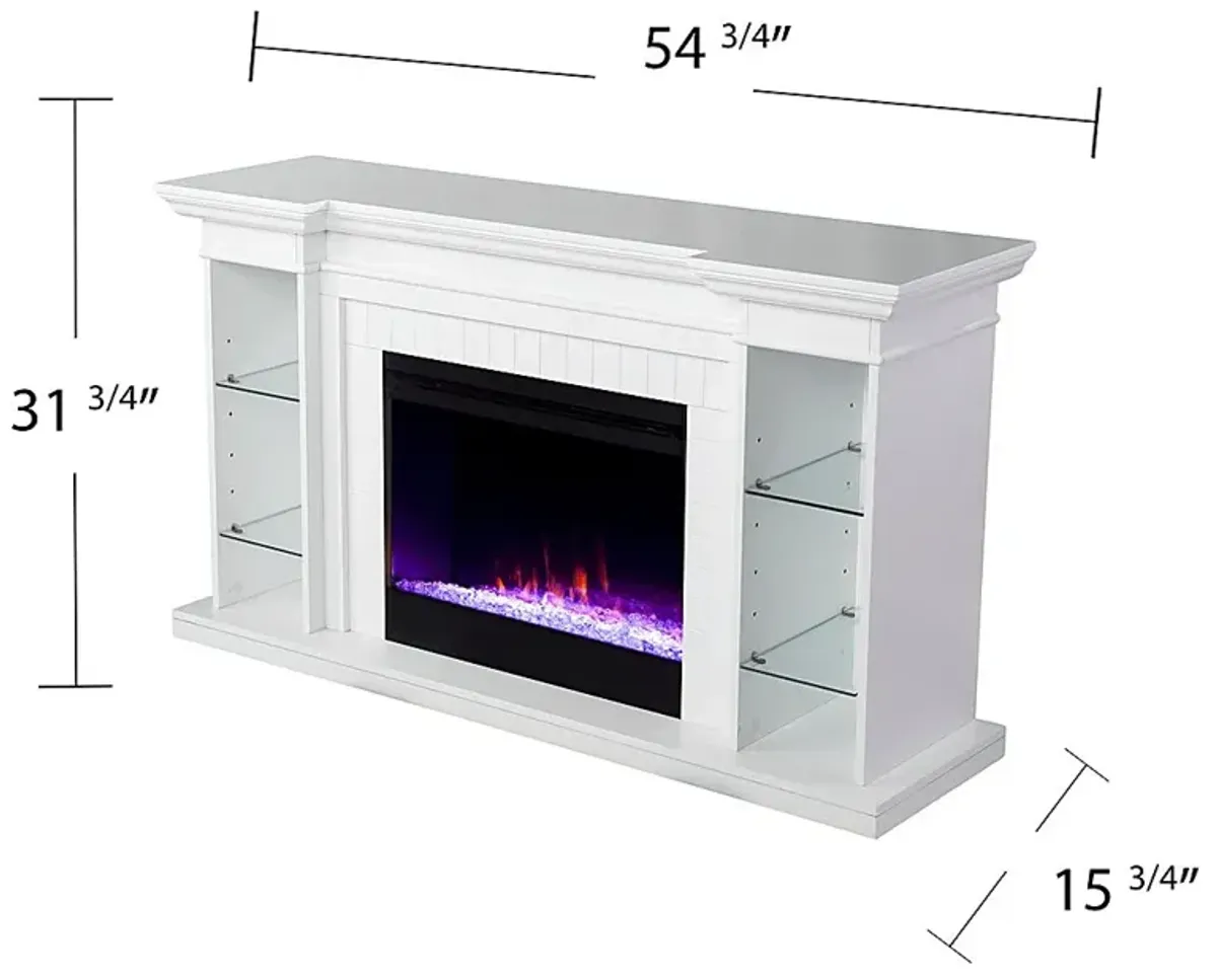 Ashprington I White 55 in. Console, With Color Changing Electric Fireplace