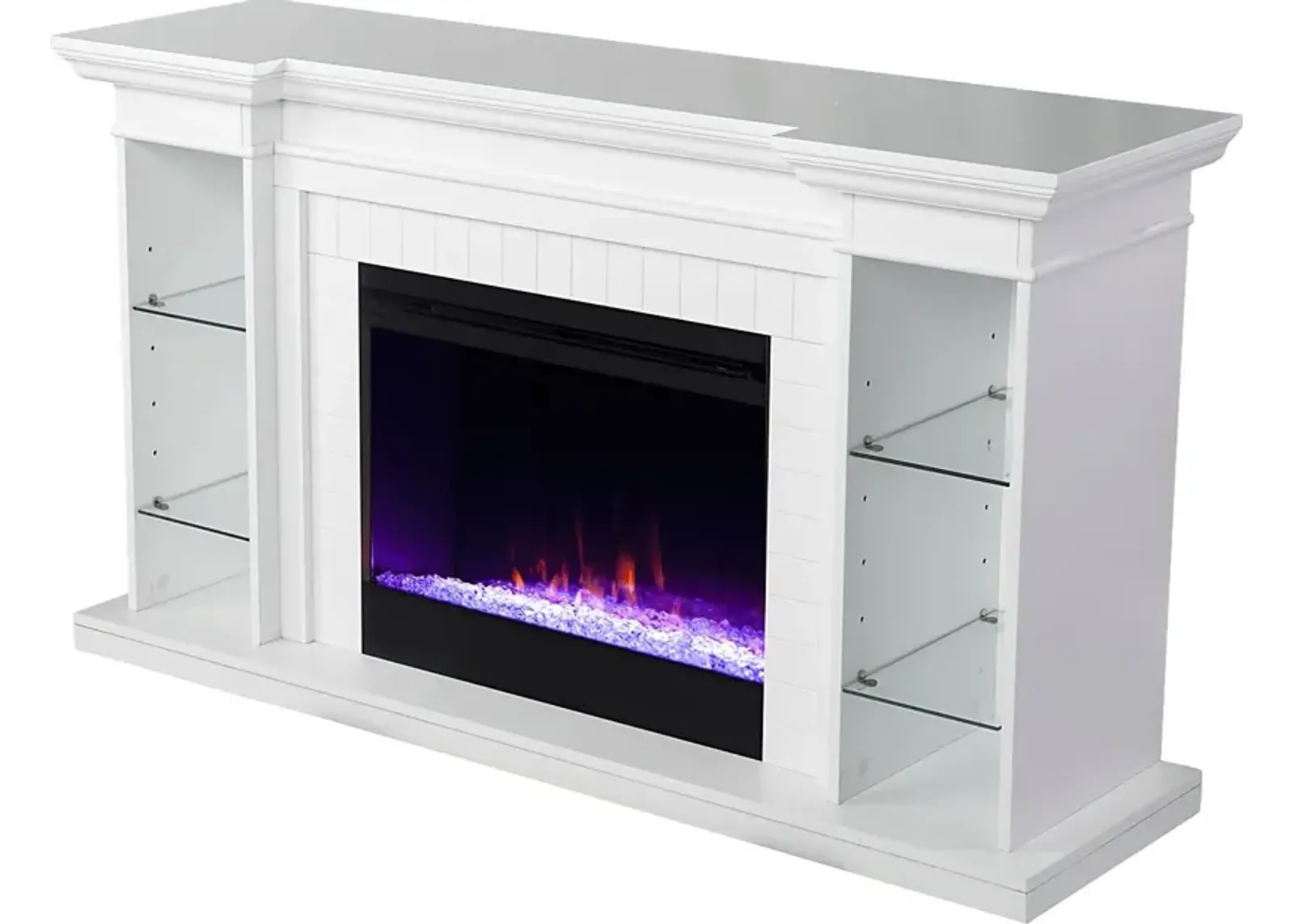 Ashprington I White 55 in. Console, With Color Changing Electric Fireplace