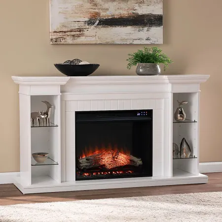 Ashprington IV White 55 in. Console, With Touch Screen Electric Fireplace