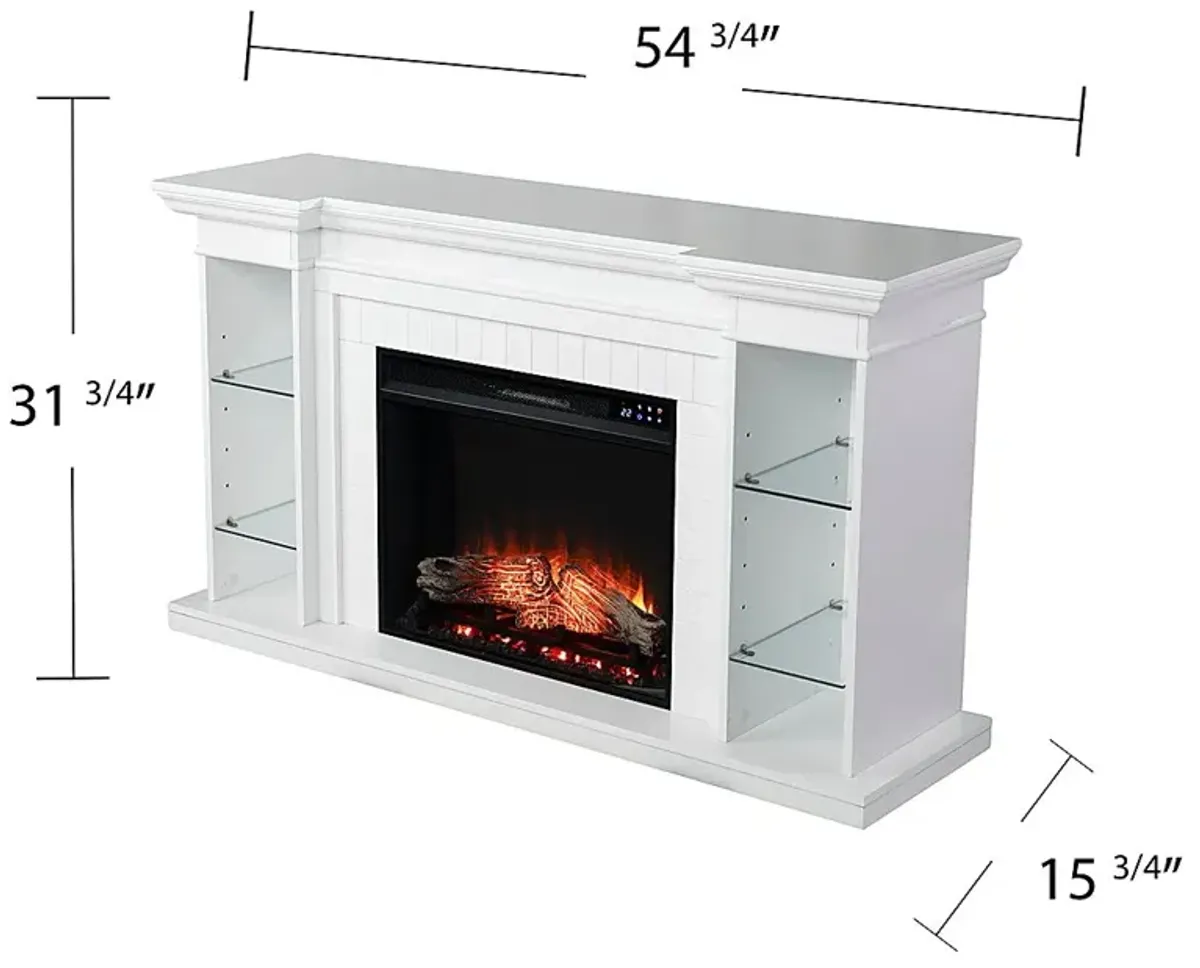 Ashprington IV White 55 in. Console, With Touch Screen Electric Fireplace