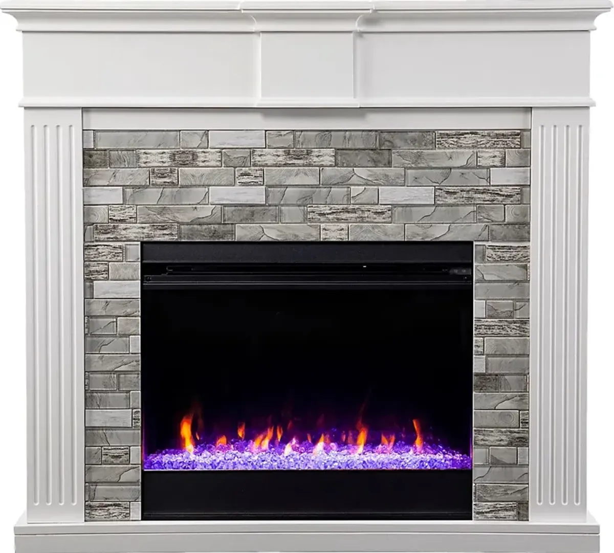 Brandycrest I White 42 in. Console With Color Changing Electric Fireplace
