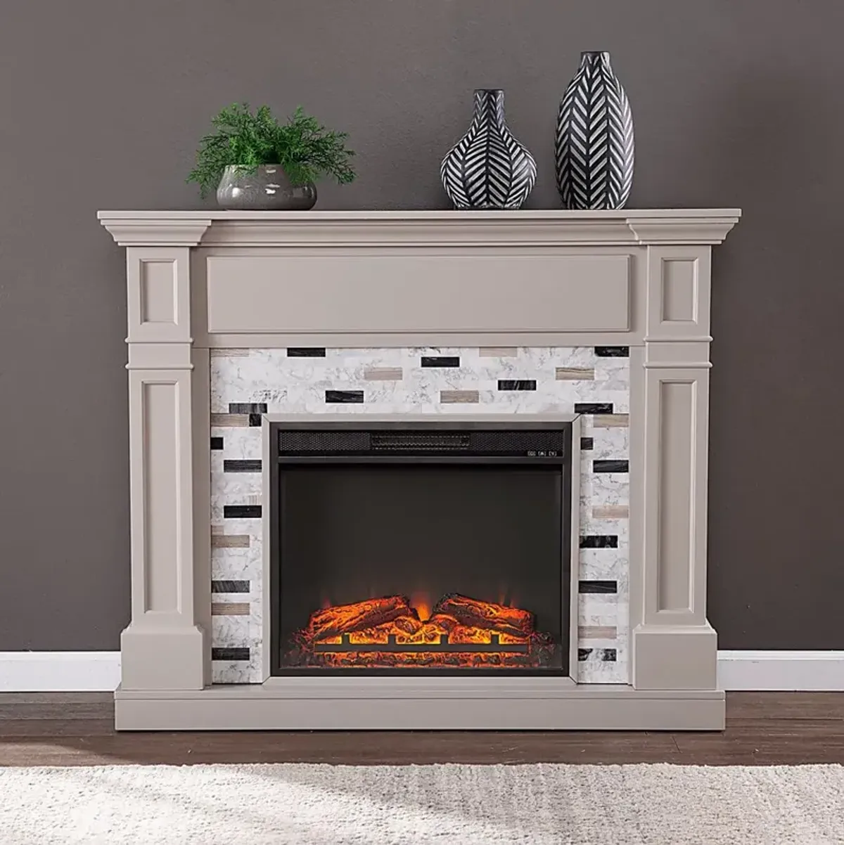 Stembridge V Gray 48 in. Console with Electric Fireplace