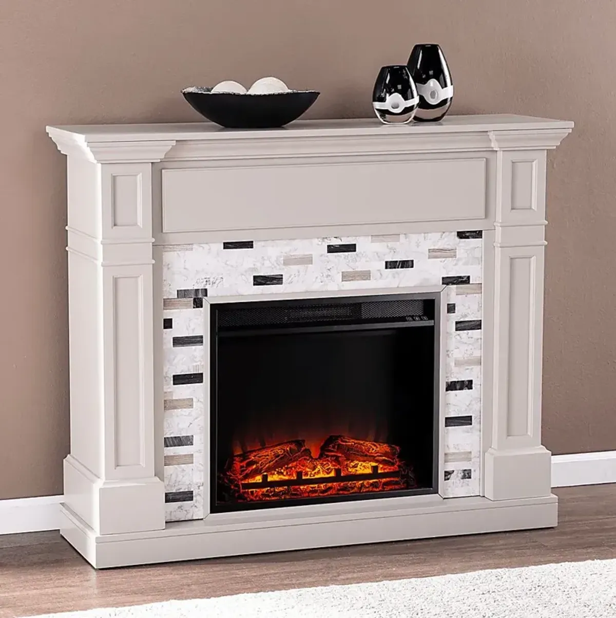 Stembridge V Gray 48 in. Console with Electric Fireplace