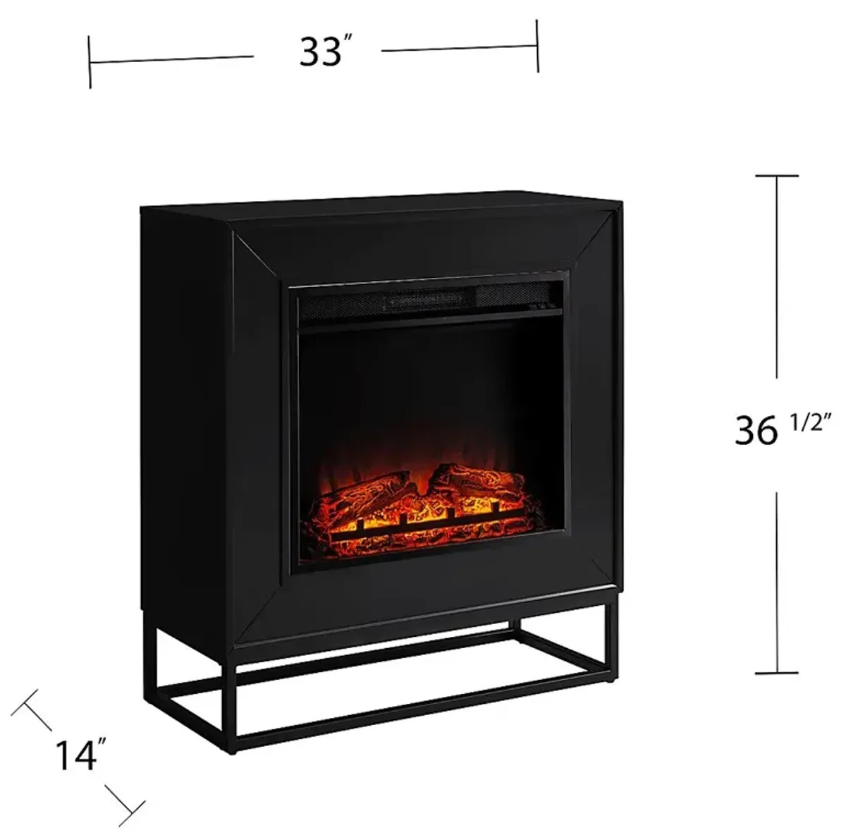 Frescan V Black 33 in. Console with Electric Fireplace