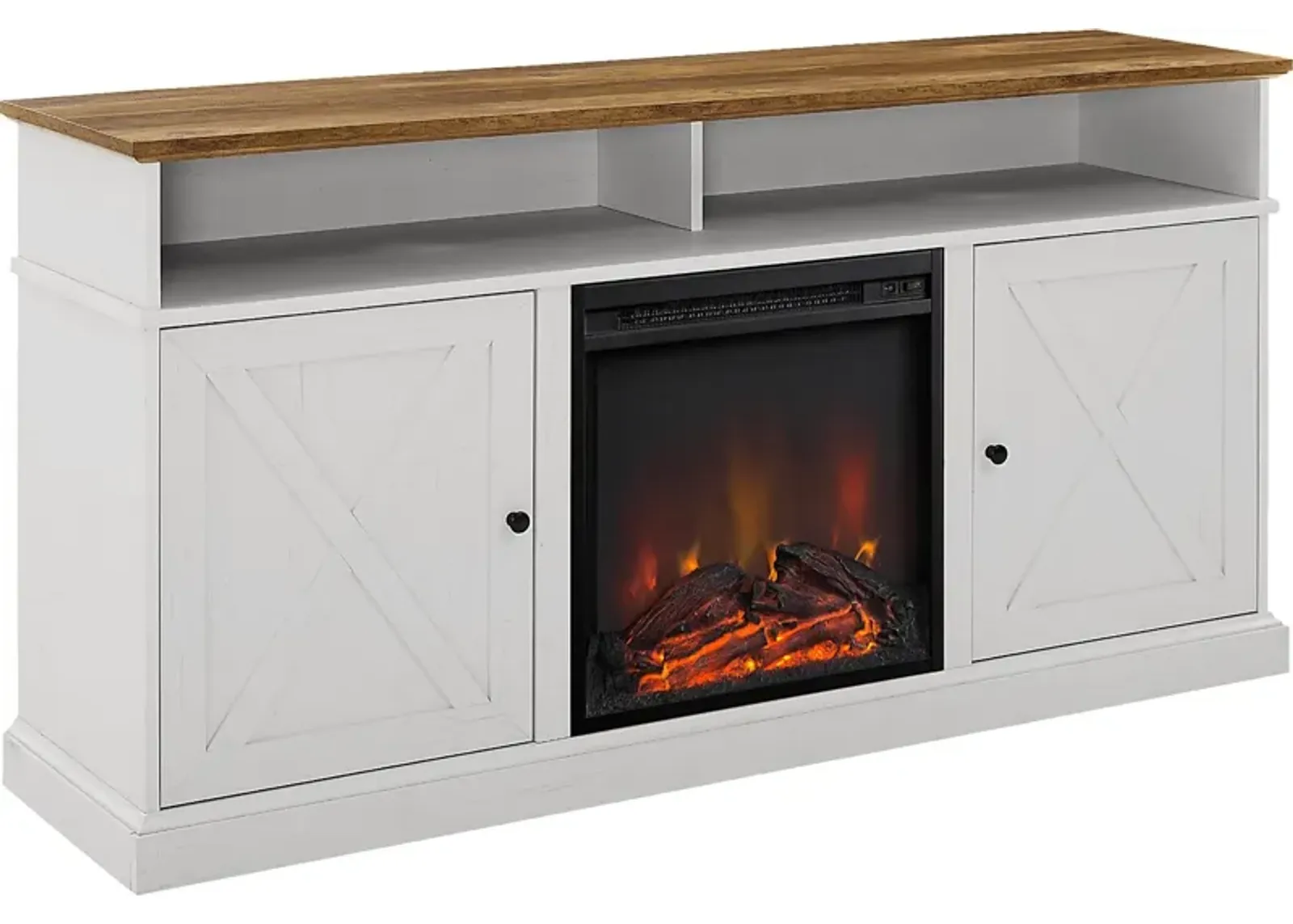 Kilmersdon Barnwood 60 in. Console, With Electric Fireplace