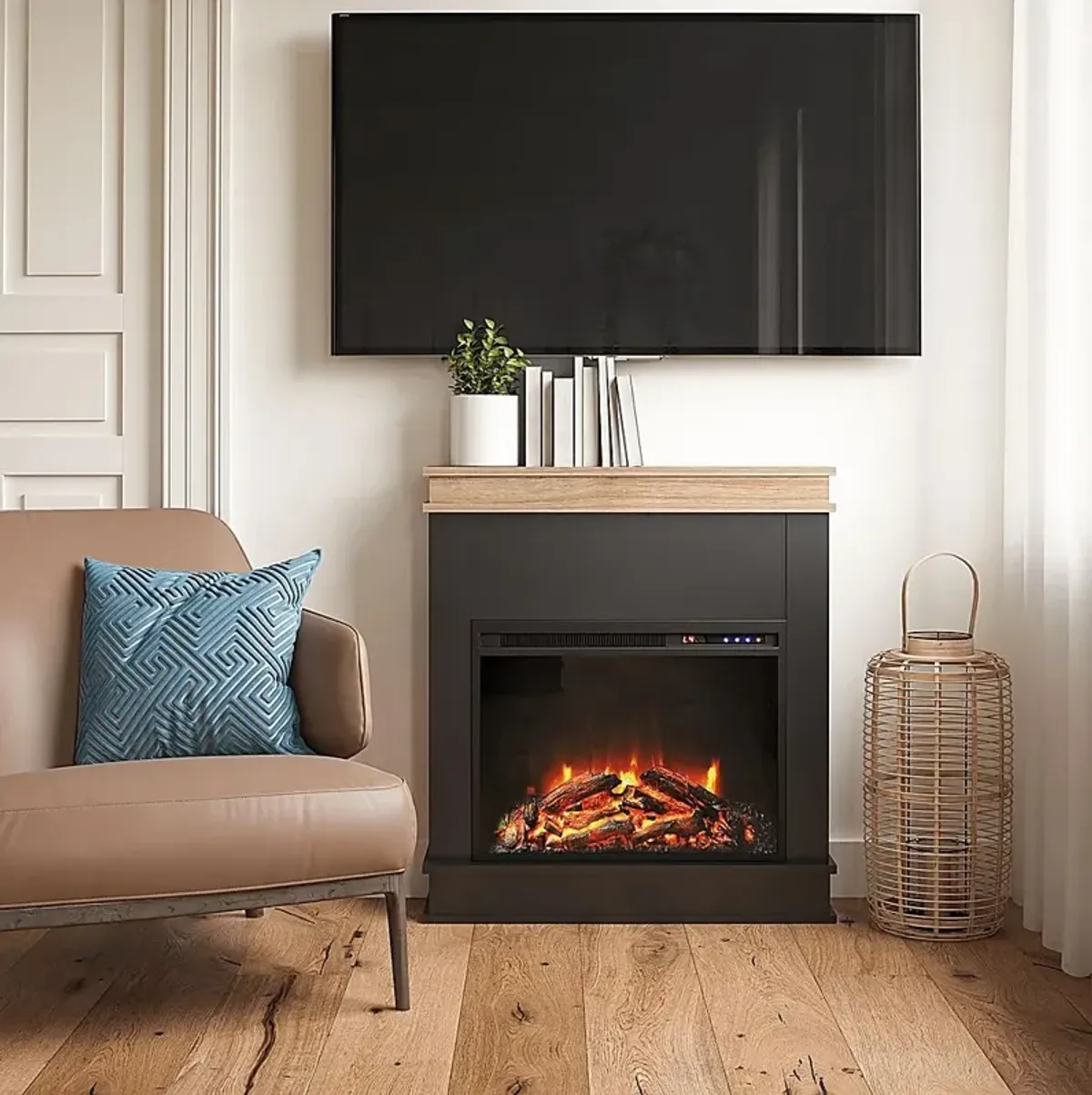 Annegret Black 29 in. Console with Electric Fireplace