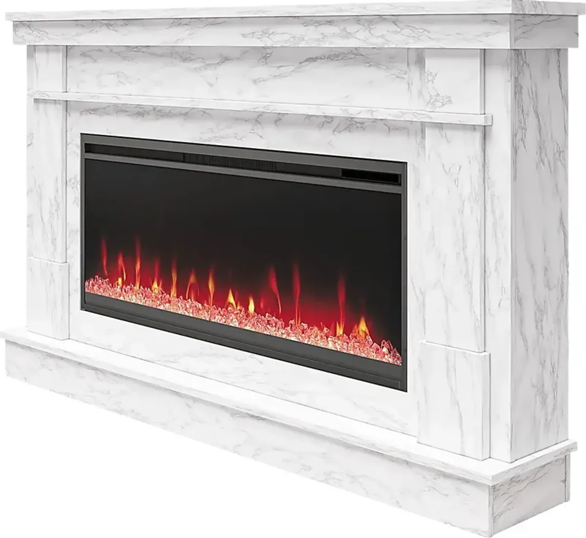 Amalarie White 64 in. Console with Electric Fireplace