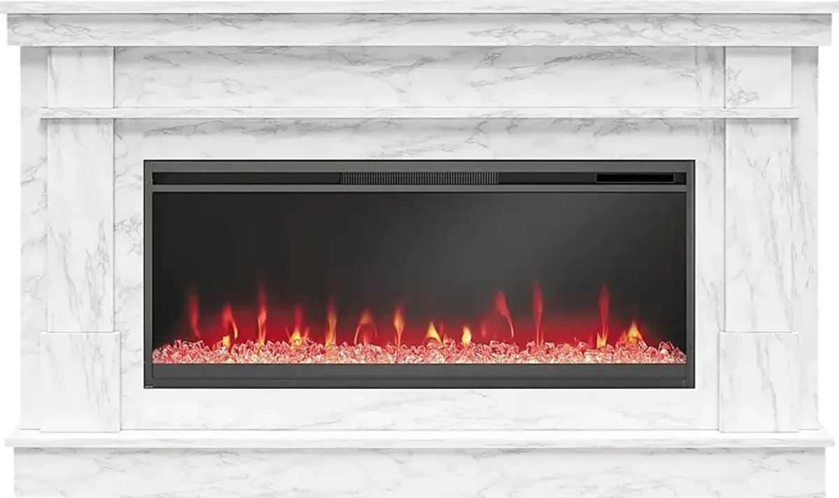 Amalarie White 64 in. Console with Electric Fireplace