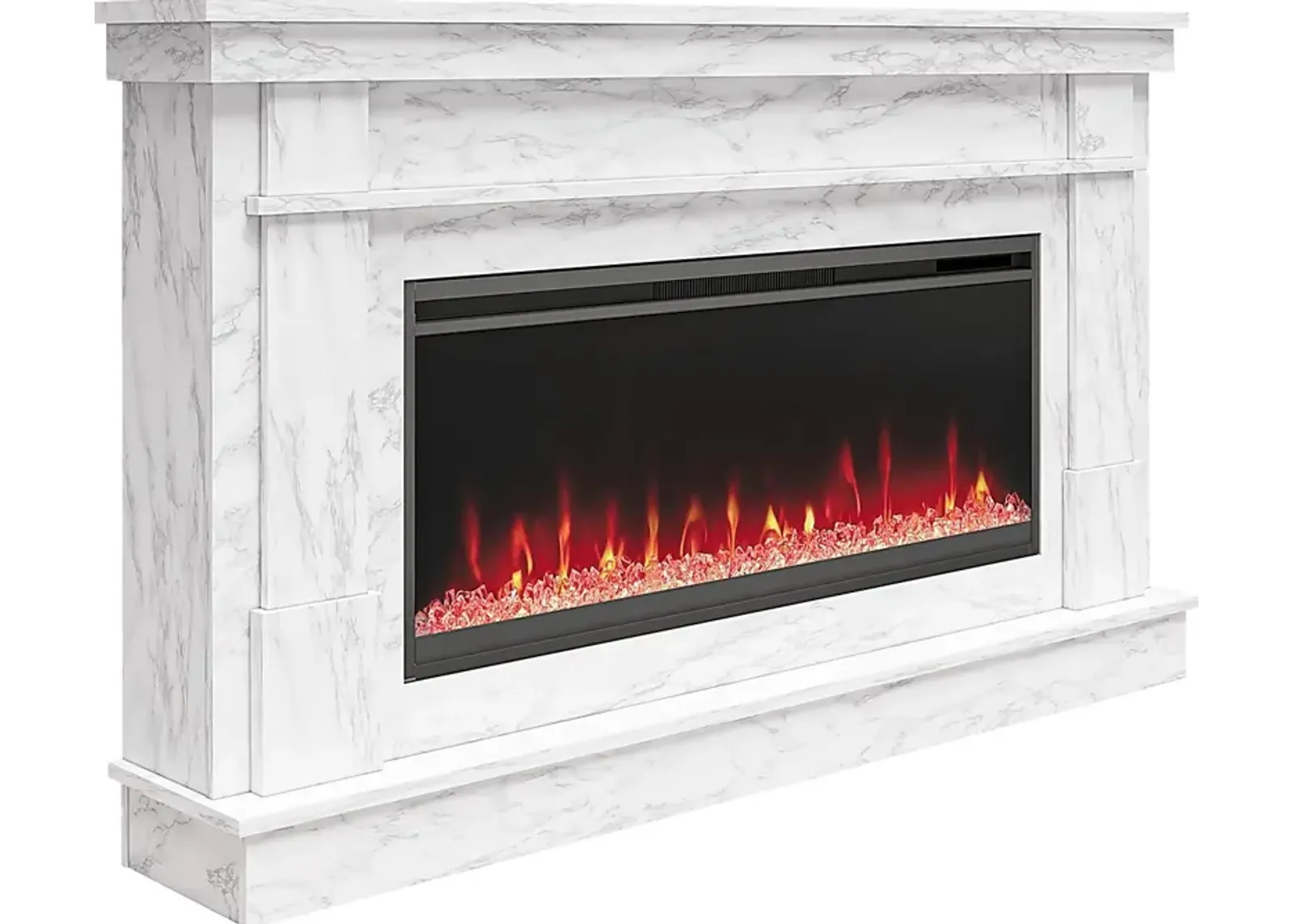 Amalarie White 64 in. Console with Electric Fireplace