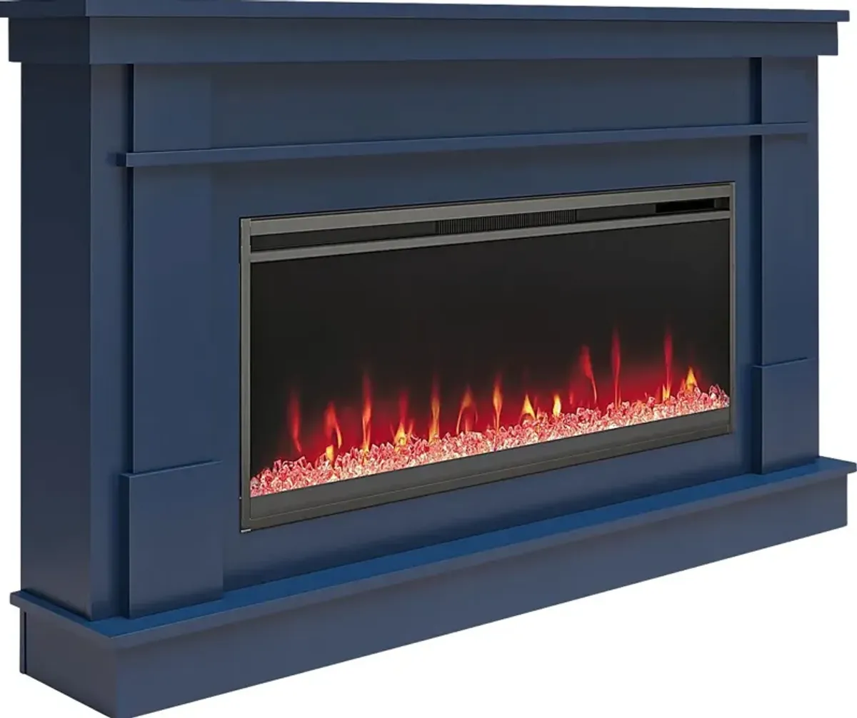 Amalarie Navy 64 in. Console with Electric Fireplace