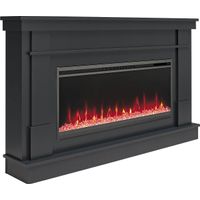 Amalarie Black 64 in. Console with Electric Fireplace