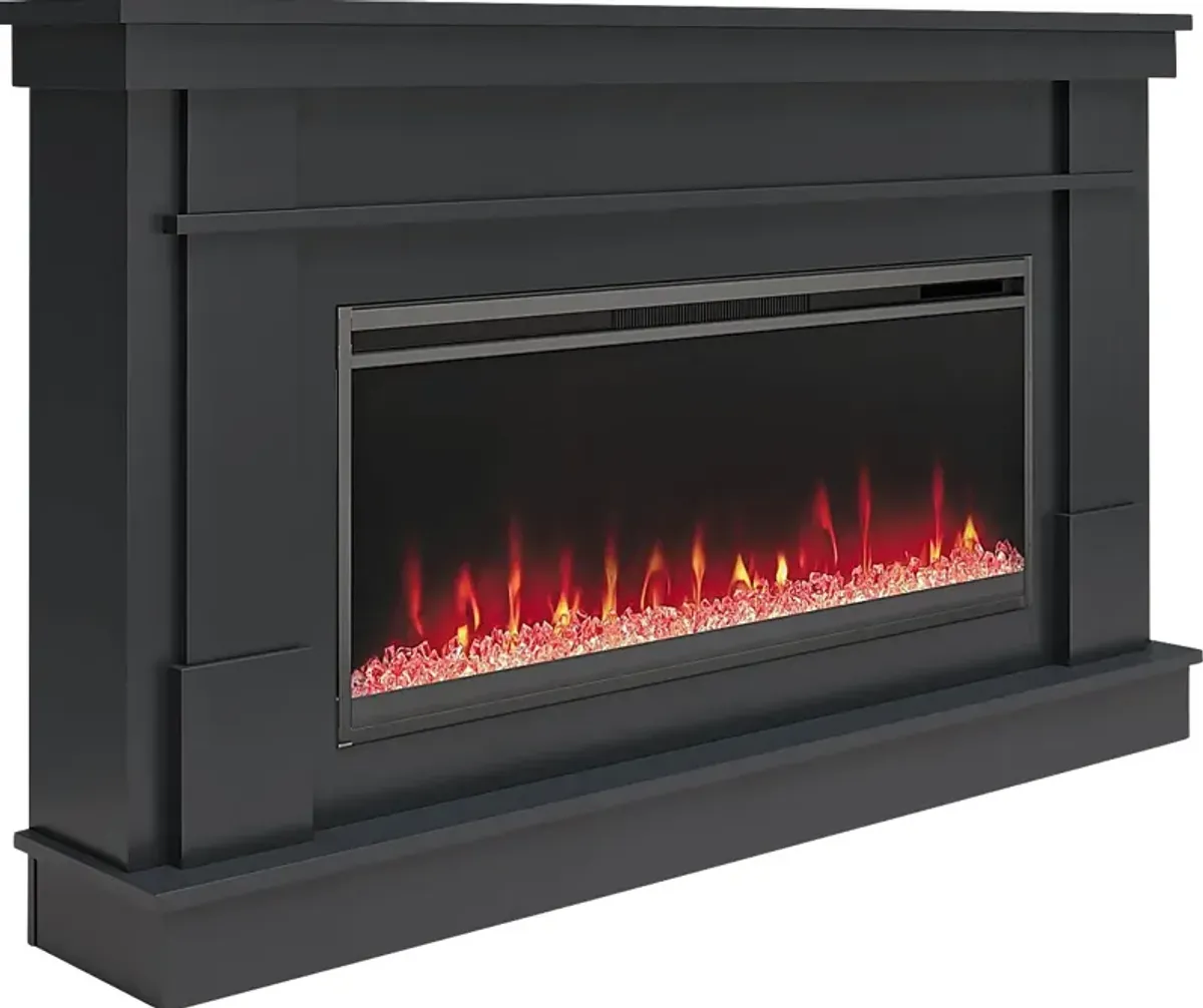 Amalarie Black 64 in. Console with Electric Fireplace