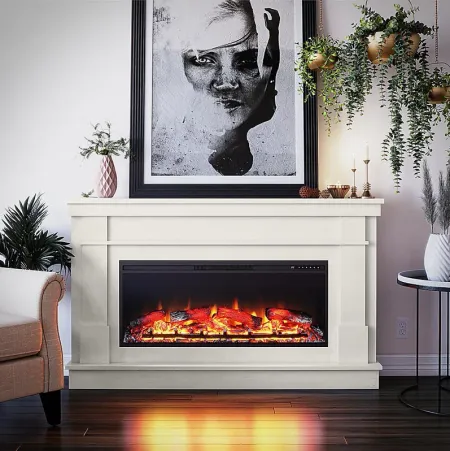 Altilde White 64 in. Console with Electric Fireplace
