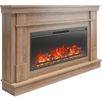 Altilde Walnut 64 in. Console with Electric Fireplace