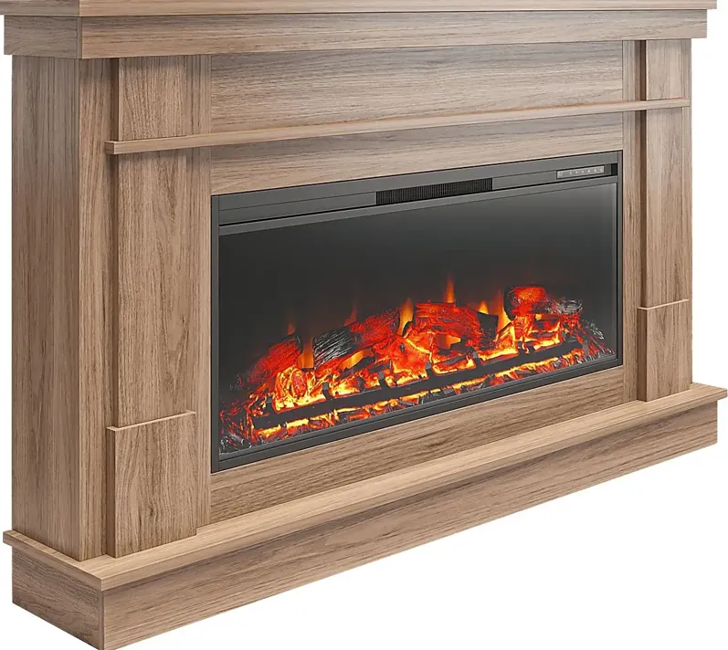 Altilde Walnut 64 in. Console with Electric Fireplace