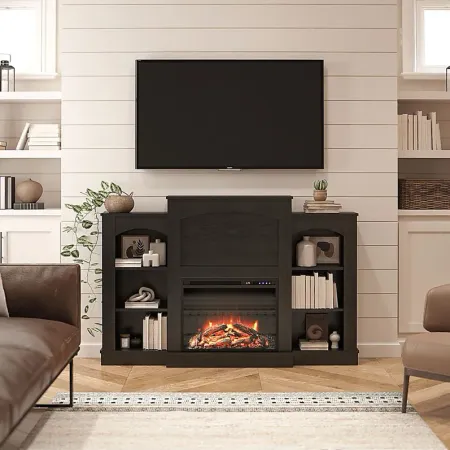 Alarice Black 61 in. Console with Electric Fireplace