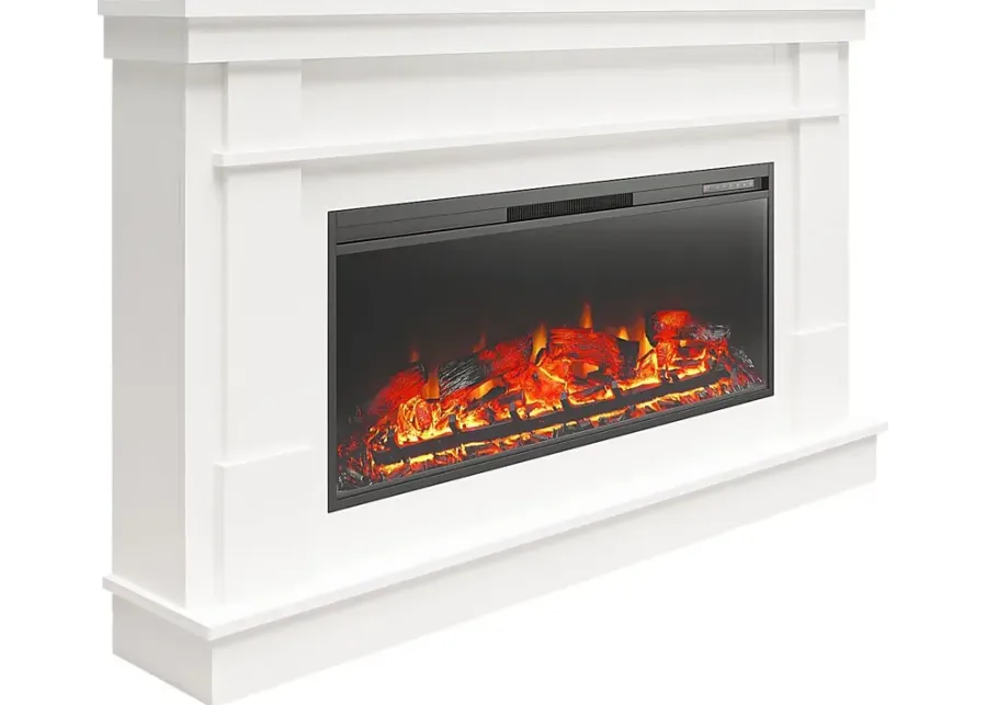 Bernd White 64 in. Console with Electric Fireplace