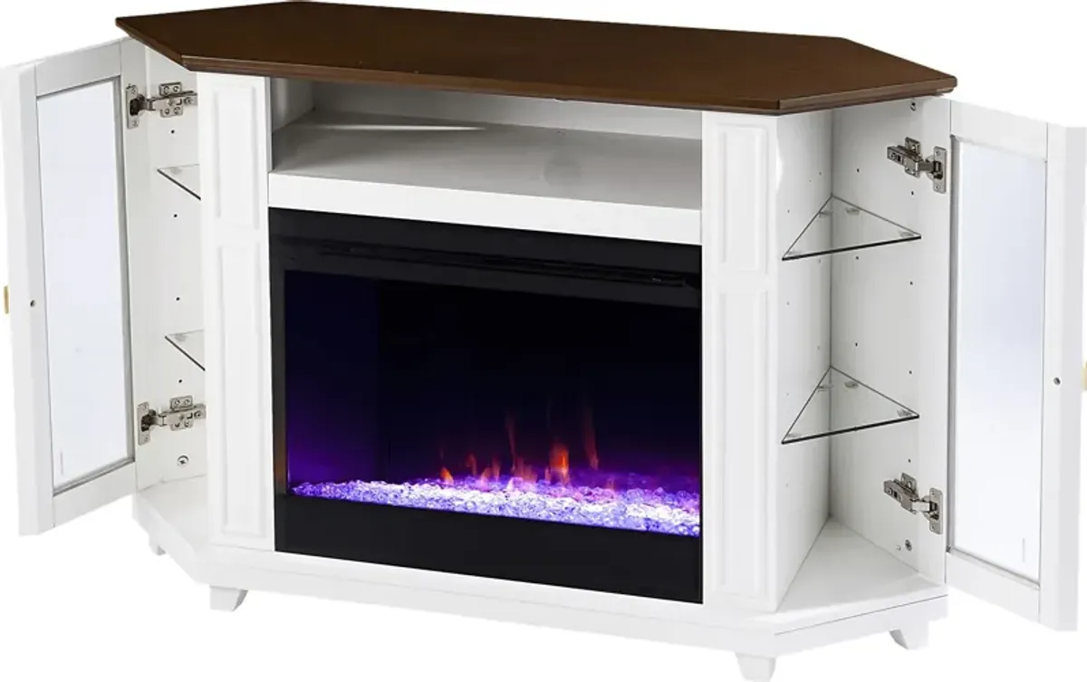 Taliferro I White 46 in. Console, With Color Changing Electric Fireplace