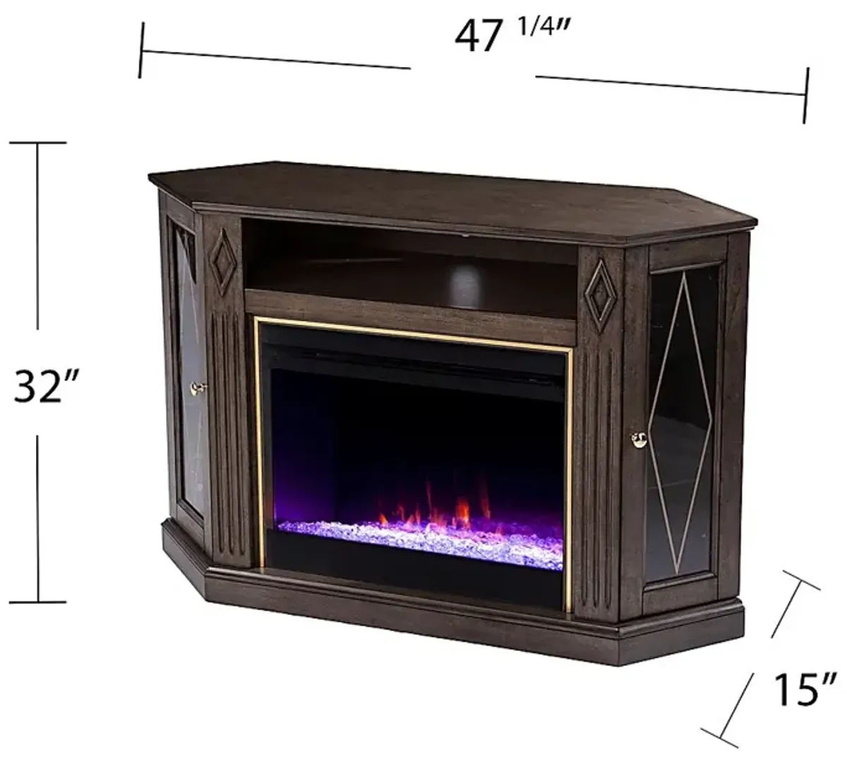 Brockdell I Brown 47 in. Console, With Color Changing Electric Fireplace