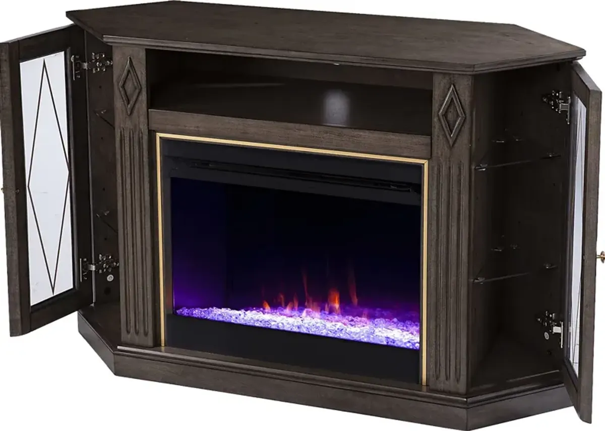 Brockdell I Brown 47 in. Console, With Color Changing Electric Fireplace